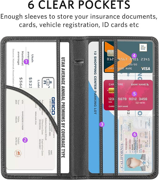 CoBak Car Registration and Insurance Holder - Vehicle Glove Box Car Organizer,Auto Truck Comparment Accessories Case with Magnetic Closure for Essential Document,Driver License,Cards