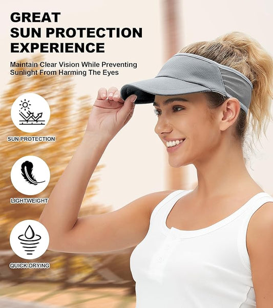 Sun Visor Hats for Men Women Lightweight Portable Stretchy Sun Hat for Running Tennis Golf