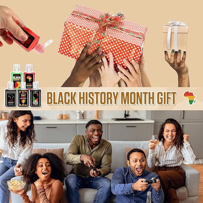 50 Pack Black History Mini Hand Sanitizer Bulk 1fl oz Travel Size Hand Sanitizer Hand Soap Gifts Black History Month Party Decor for Office Home Women Men Teacher Guest