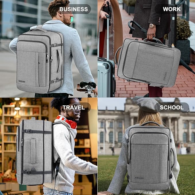 Travel Backpack, Extra Large 50L Expandable Backpack for Men Women, Carry On Backpack For Airplanes, Travel Essentials Luggage Suitcase Daypack Travel Gift Weekender Bag, Grey