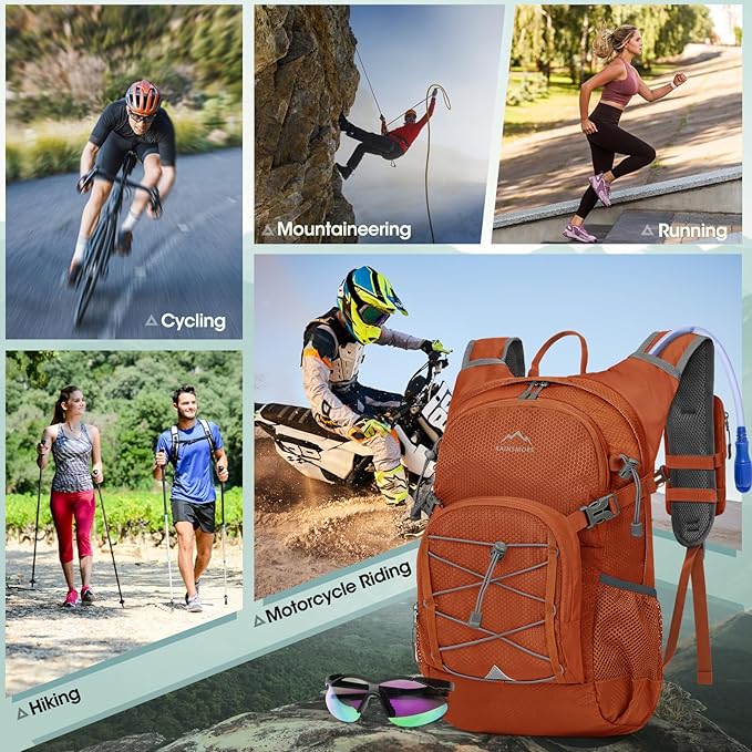 Hydration Backpack with Water Bladder, 18L Lightweight Hiking Backpack for Women&Men Small Insulated Hydration Water Pack for Hiking, Running, Cycling, Biking