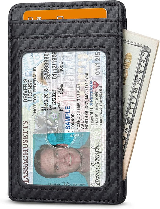 Buffway Mens Slim Wallet, Minimalist Thin Front Pocket Leather Credit Card Holder with RFID Blocking for Work Travel | Minimalist, Thin, Front Pocket, Credit Card Holder, RFID Blocking, for Work Travel