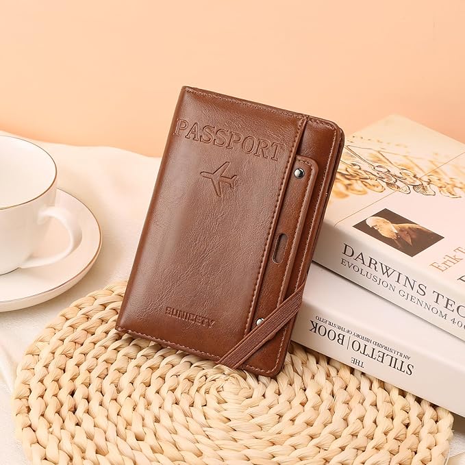 Rfid Passport Holder for Travel Women Men Passport Wallet Rfid Blocking with Card Slots and Pen Holder