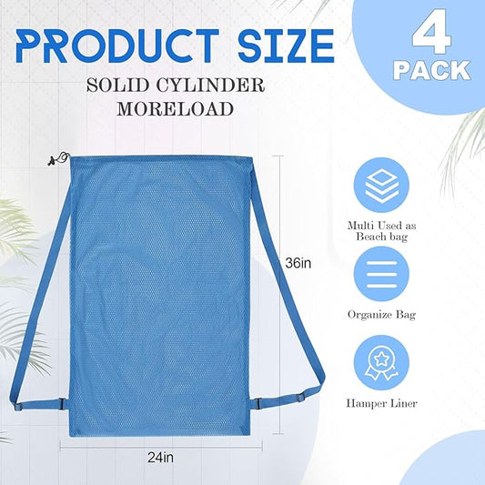 4 Pcs Large Mesh Laundry Bag with Adjustable Drawstring Closure 24 x 36 Inches Travel Laundry Bags for Dirty Clothes Machine Travel Washable College Dorm Sports(Colorful)