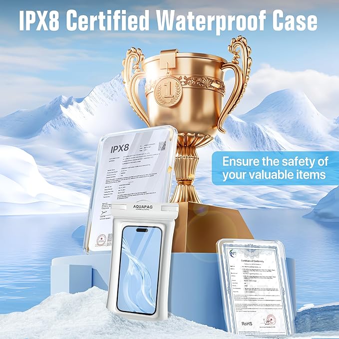 NEPHI IP68 Waterproof Phone Pouch -Up to 8.0",Adjustable Neck Lanyard Floating Waterproof Phone Case for iPhone,Phone Dry Bags for Vacation Beach Pool Travel Essentials (Assorted Colors 4 Pack)