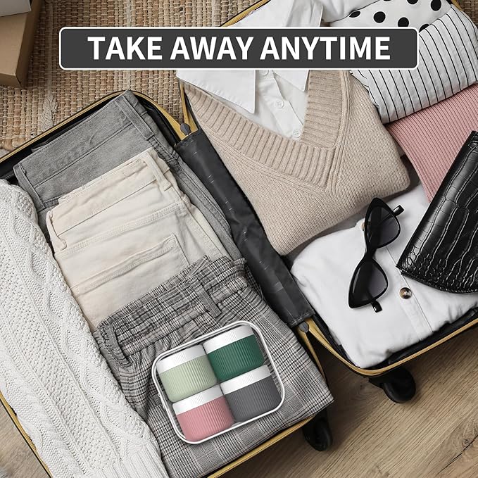 ME.FAN Travel Containers for Toiletries, TSA Approved 2 oz Silicone Cream Jars, Leak-proof Journey Containers, Trip Accessories with Lid for Cosmetic Face Hand Body Cream 4 Pack White Lid Morandi