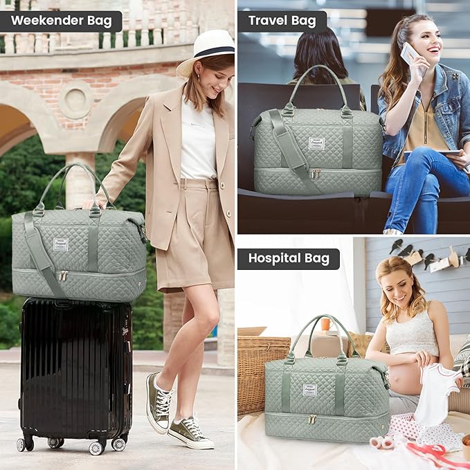 LOVEVOOK Travel Duffle Bag,Weekender Bags for Women with Shoe Compartment,Carry on Overnight Bag with Toiletry Bag,Gym Duffel Bag with Wet Pocket, Hospital Bags for Labor and Delivery