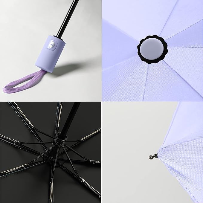 BAODINI Small UV Protection Travel Umbrella Compact for Rain and Sun UPF 50+ Windproof Portable 42 inch Umbrella for Women and Men
