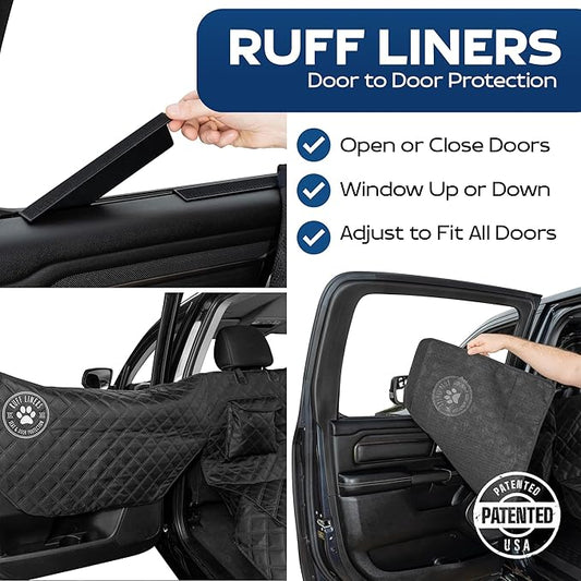 Ruff Liners Medium Dog Seat Cover, Black β As Seen on Shark Tank β Back Seat Protector for Cars, Mid-Size SUVs, & Mid-Size Trucks β Waterproof, Touch Fasteners, & Belt Slots β Sturdy Dog Hammock
