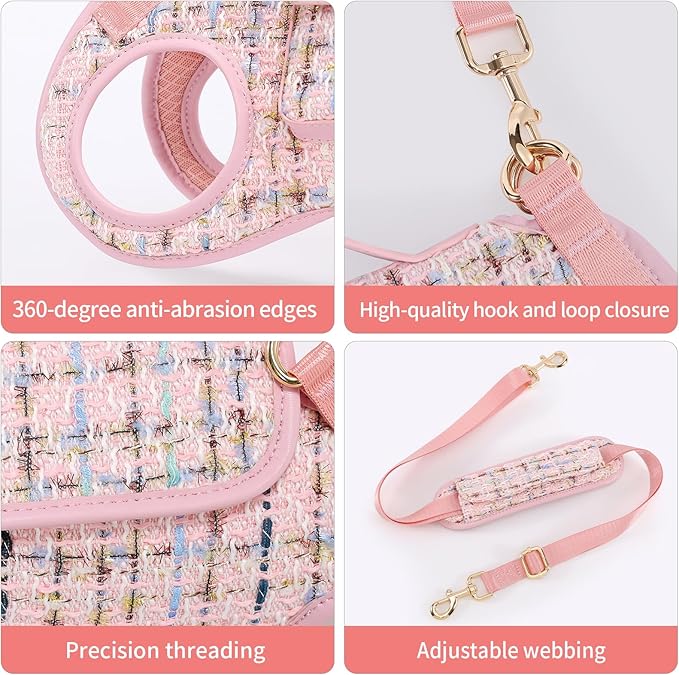 Wakytu Dog Lift Harness Dog Carrier Dog VES Harness Adjustable Dog Leash with Small Puppy Treat Bag(Pink,S)