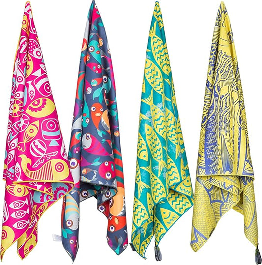4Monster Microfiber Beach Towel Quick Dry,Super Absorbent Lightweight Travel Towel for Swimmers, Sand Free Camping Towel, Beach Towels for Pool,Swim,Water Sports,Yoga
