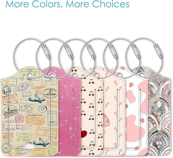 Fintie Luggage Tags, Privacy Cover ID Label with Stainless Steel Loop and Address Card for Travel Bag Suitcase - Postmark (2 Piece)