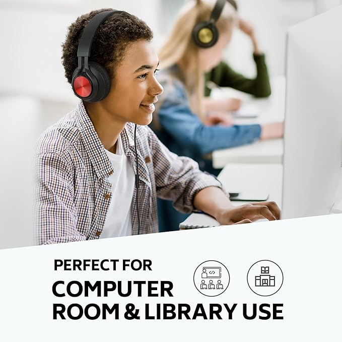 AILIHEN Kids Headphones Bulk for School, 6-Pack Class Headphones Wired with Microphone for Students, Teens, Classroom, Library, Chromebook, Laptop, Adjustable, Foldable, 3.5mm Jack - (Multicolor)