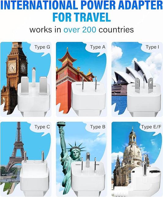 220V to 110V Voltage Converter US to Europe, 2000W Max International Power Converter with 4 USB Charging, Power Converter for European with Travel Plug Adapter