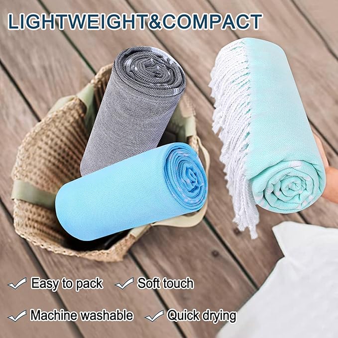 Beach Towel 2 Pack, Sand Free Oversized 39 x 72, Turkish Quick Dry Lightweight Pool Travel Towel, Cool Beach Essentials Super Absorbent