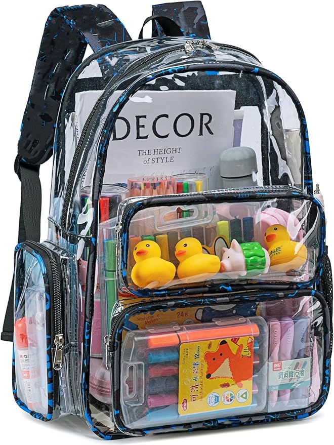 CAMTOP Clear Backpack Heavy Duty Transparent Bag See Through BookBag for Student School Work Festival Sport Travel (Y-Graffiti)