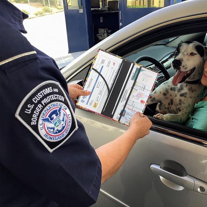 Premium Car Registration & Insurance Card Holder with Magnetic Shut, Vehicle Glove Box Car Organizer - For Documents, Cards, License (Sunflower A)