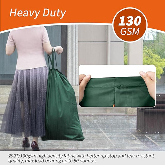 Polecasa Extra Heavy Duty Large Laundry Bag with Sturdy Handles and Drawstring Closure, 2 Pack 28 x 36 inches Durable Storage Bags for Basket, Hamper, College, Dorm, Travel, Green