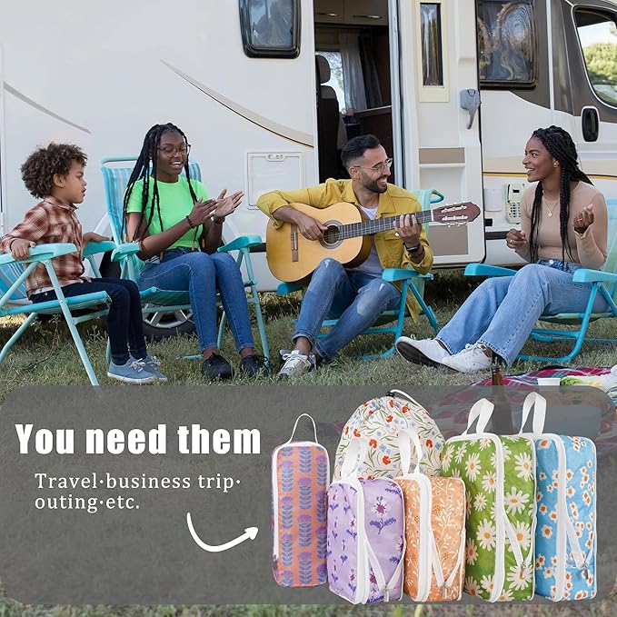 8 Pcs Compression Packing Cubes for Travel, Lightweight Waterproof Luggage Organizer Bags Set, Washable Packaging Cubes for Women Backpack Carry-On Suitcases