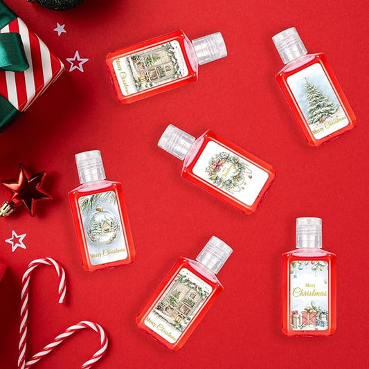 50 Pcs Christmas Mini Hand Sanitizer Bulk Christmas Gifts Favors 1fl oz Travel Size Hand Soap Gifts Small Hand Sanitizer Thank You Gifts for Xmas Goodie Bags Stocking Stuffers (Wreath)