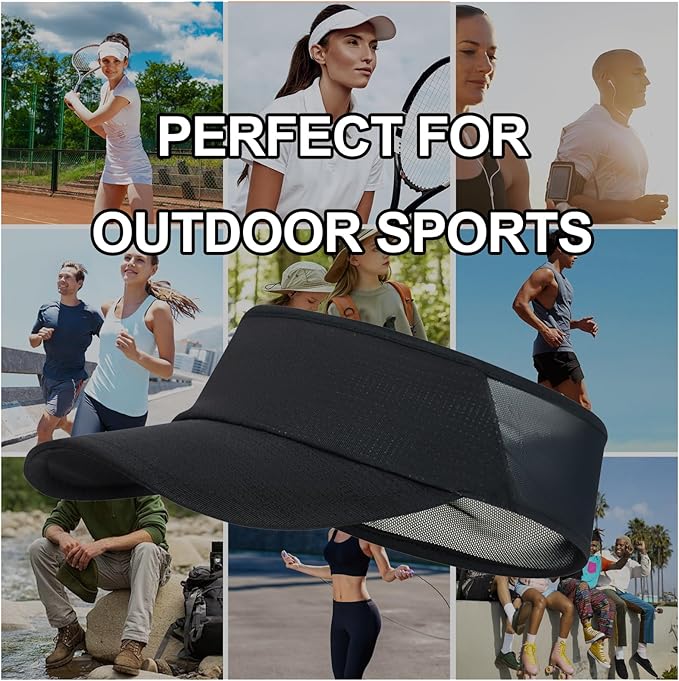 Sun Visor Hats for Men Women Lightweight Portable Stretchy Sun Hat for Running Tennis Golf