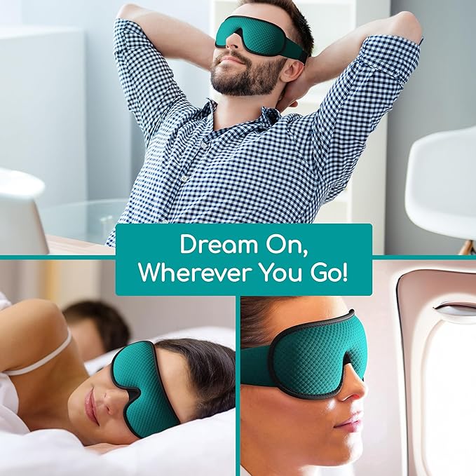 Medi Grade Cotton Sleep Mask with 3D Eye Memory Foam - Travel Sleeping Mask for Women and Men with 2 Ear Plugs and Storage Bag - Blackout Light Blocking
