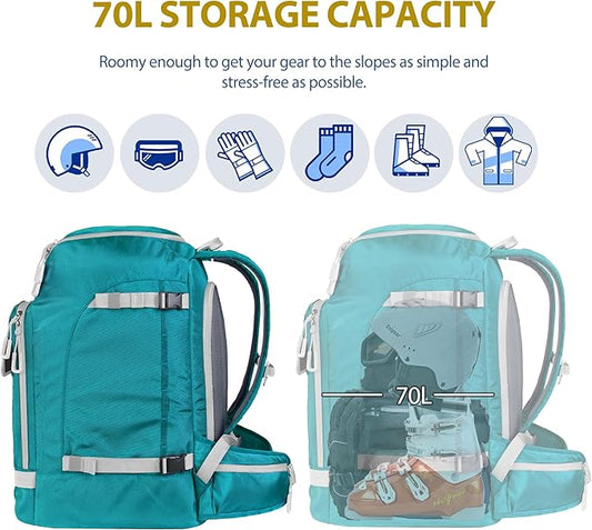 Unigear Ski Boot Bag Backpack for Helmet 50L/70L, Goggles, Gloves, Skis, Snowboard & Accessories
