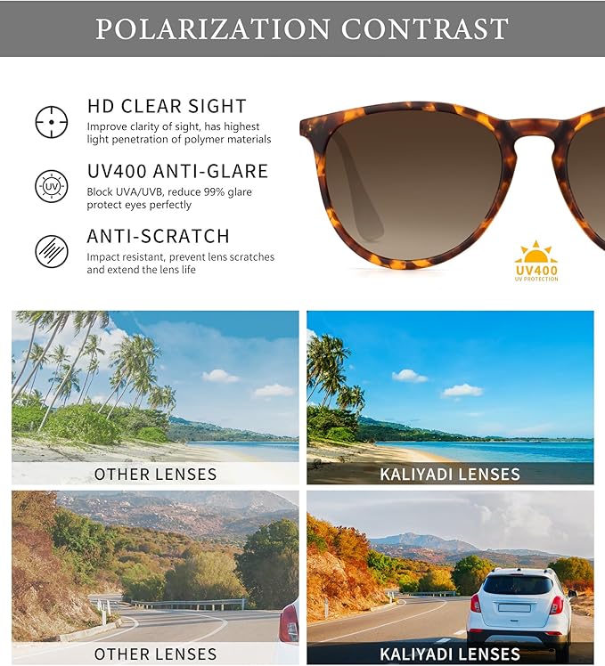 KALIYADI Sunglasses Womens Polarized Womens-Sunglasses: Trendy Sun Glasses with UV400 Retro Style for Party Beach Shopping