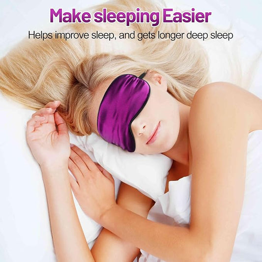 Sleep Mask, Silk Eye Mask for Sleeping with Adjustable Strap, Blindfold Eyeshade for Men & Women, Comfortable & Soft Eye Cover Eyeshade for Night Sleep (Purple)