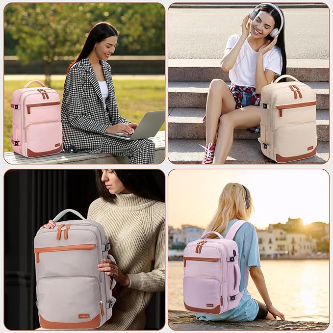 40L Travel Backpack with USB Charging Port, Water-Resistant Carry On Backpack for Men Women, Business Laptop Backpack for Trips & Commutes, Fits 15.6/17.3 Inch Laptop