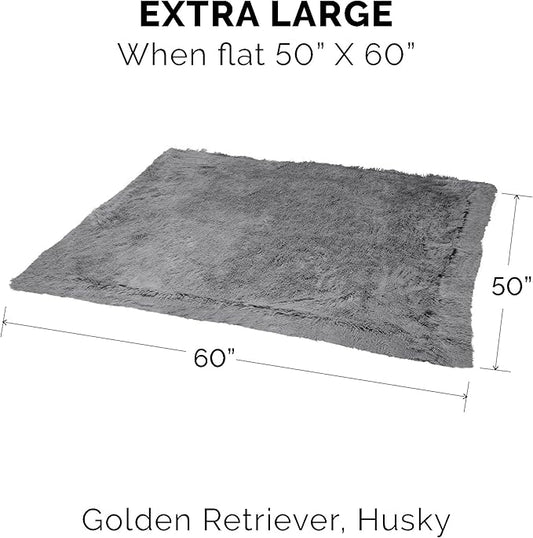 FurHaven Waterproof Throw Blanket For Dogs & Indoor Cats, Reversible Protective Pet Blanket, Extra Large, Long Faux Fur & Velvet, Gray