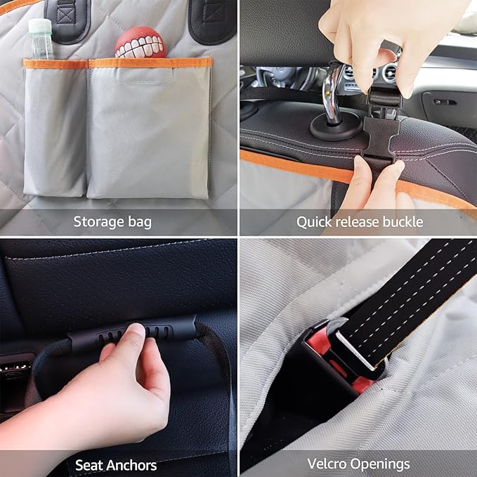 iBuddy Dog Seat Covers for Trucks 100% Waterproof Car Hammock for Truck Back Seat Durable X-Large Dog Seat Cover Against Dirt and Fur Machine Washable Pet Seat Cover for Trucks and Large SUVs