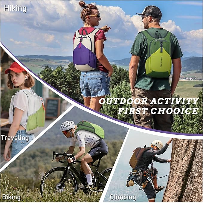 BECOJADDE 20L Small Hiking Backpack for Men Women Foldable Packable Back Pack Ultralight Hiking Daypack for Travel Camping Outdoor, Beige