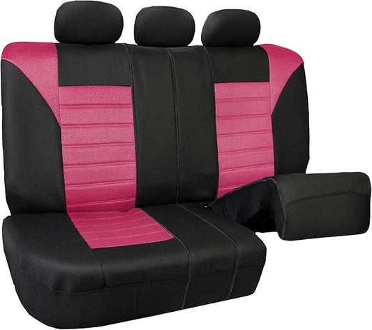 FH Group Automotive Car Seat Covers Rear Set Premium 3D Air Mesh Seat Covers, Airbag Compatible and Split Bench Cover Universal Fit Interior Accessories for Cars Trucks and SUVs - Pink