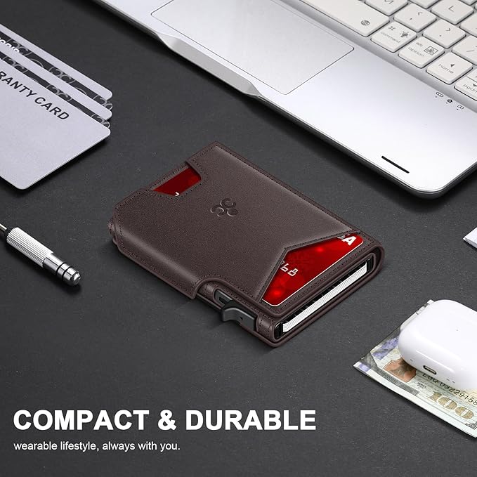 Wallet for Men Wallet with Slim Pop Up Card Holder 9-13 Cards, Bifold Minimalist Smart Wallet RFID Blocking Credit Card Holder with ID Window & Stretchable Cash Slot