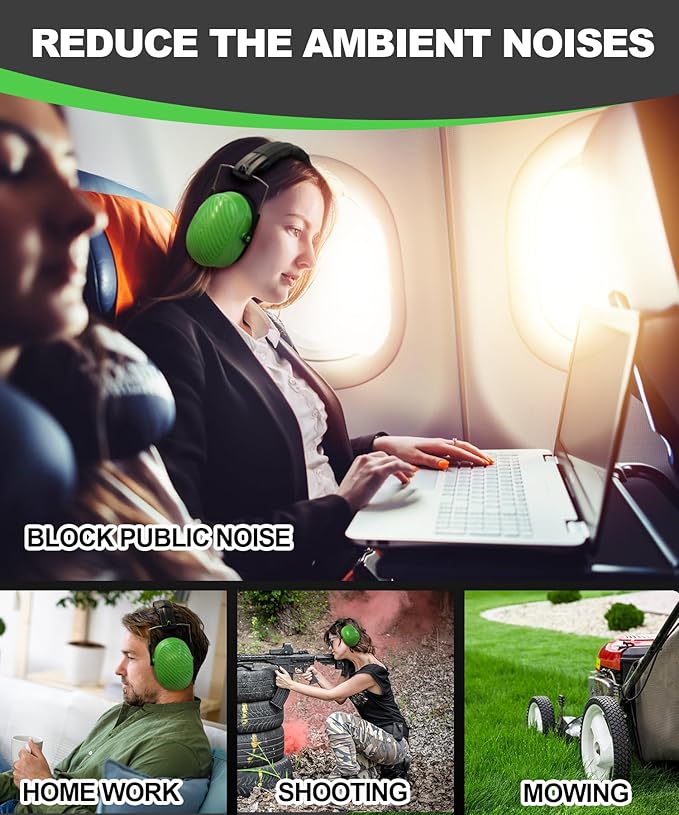 ZOHAN 019 Noise Cancelling Headphones for Adult - NRR 28dB Hearing Protection Ear Muffs for Working, Shooting, Mowing, Autism, Construction