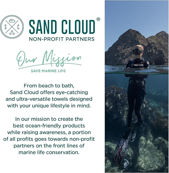 Sand Cloud Oversized Turkish Beach Towel (Mr Otter) - 100% Certified Cotton Turkish Bath Towels - Sand Free & Quick Dry Large Beach Towel for Pool, Yoga, Picnic & Travel - As Seen on Shark Tank