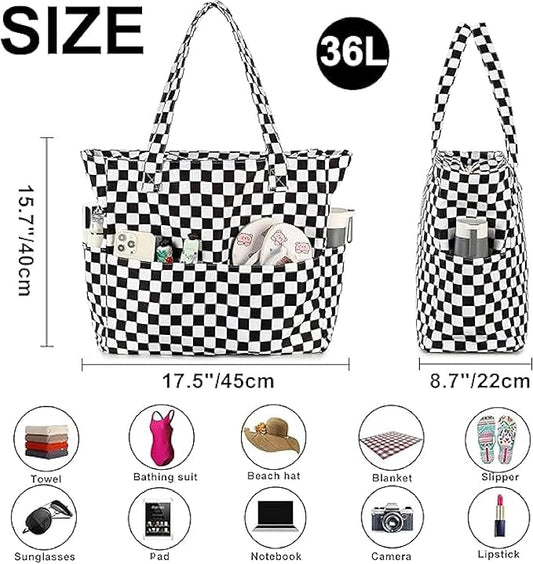 Bluboon Waterproof Beach Tote Pool Bags for Women Ladies Extra Large Carry On Bag With Wet Compartment for Weekender Travel