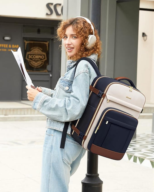 LOVEVOOK Travel Backpack for Women & Men - 17.3 Inch Carry On Backpack & Personal Item Backpack for Airlines, Spacious and Durable Design, with 3 Packing Cubes
