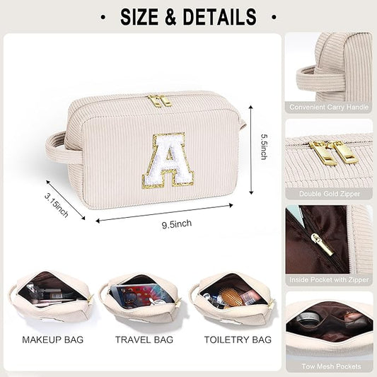 YOOLIFE Initial Travel Makeup Bag Cosmetic Bag - Teen Girl Gifts Trendy Stuff Friend Birthday Gifts for Women Teen Girl Kids