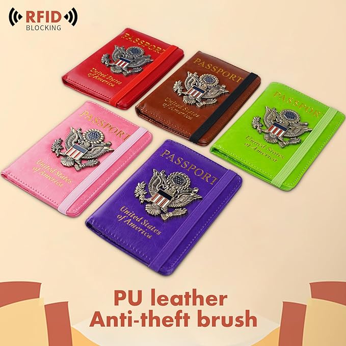 Passport Holder Cover Travel Wallet RFID Blocking Passport Wallets Family Organization Personalized Wallet Case for Men and Women Travel Must Haves (Purple)