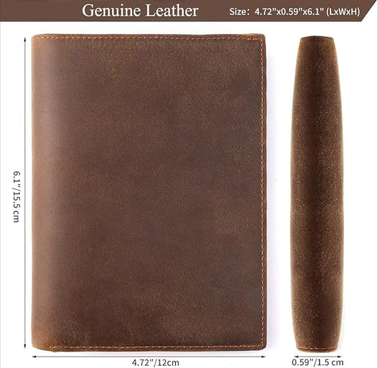 Genuine Leather Passport Holder, RFID Blocking Travel Wallet for Men & Women (Brown)