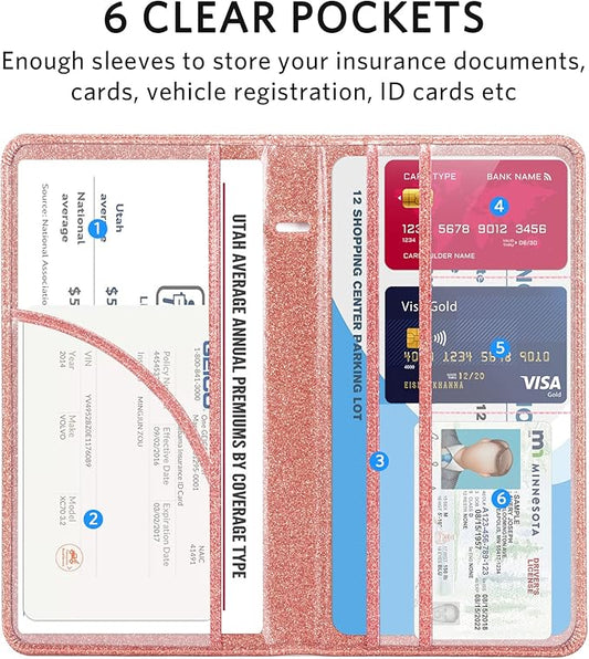 CoBak Car Registration and Insurance Holder - Vehicle Glove Box Car Organizer,Auto Truck Comparment Accessories Case with Magnetic Closure for Essential Document,Driver License,Cards