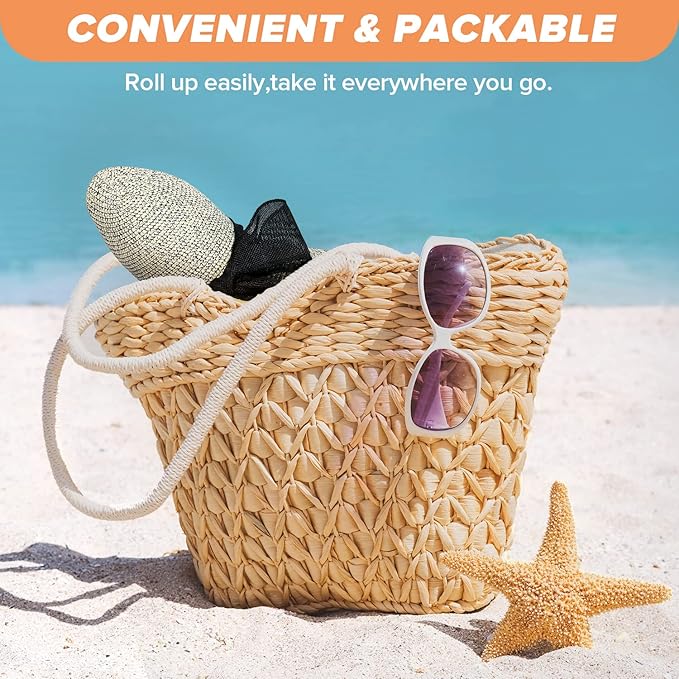 Beach Sun Hats for Women,Wide Brim Straw Hat Floppy Packable UPF 50+ UV Protection with for Summer