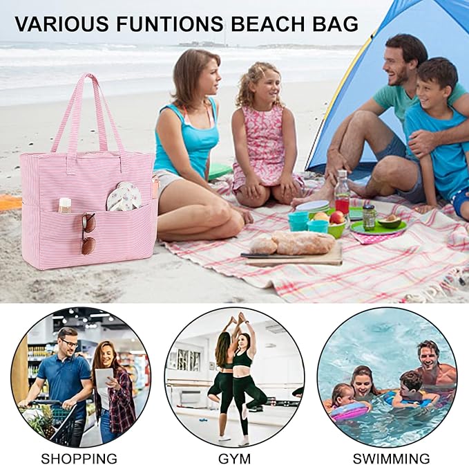 Bluboon Waterproof Beach Tote Pool Bags for Women Ladies Extra Large Carry On Bag With Wet Compartment for Weekender Travel