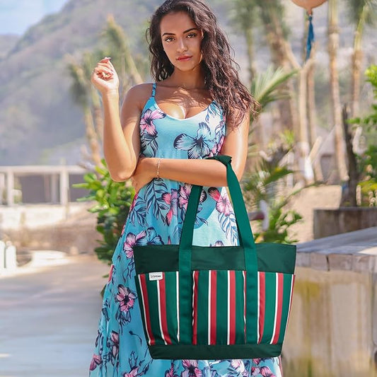 G4Free Beach Bag,Waterproof Beach Tote Pool Bags for Women,Compatible with Stanley Cup,Foldablefor Weekender Travel