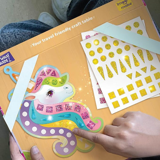 Imagimake Mirror Mosaic Princess & Unicorn Kids Art Set | DIY Craft Kit | Foil Stickers for Kids | Travel Toys | Christmas Activities for Girls 3-5-8 | Christmas Gift Ideas for Girls Ages 3,4,5,6,7,8