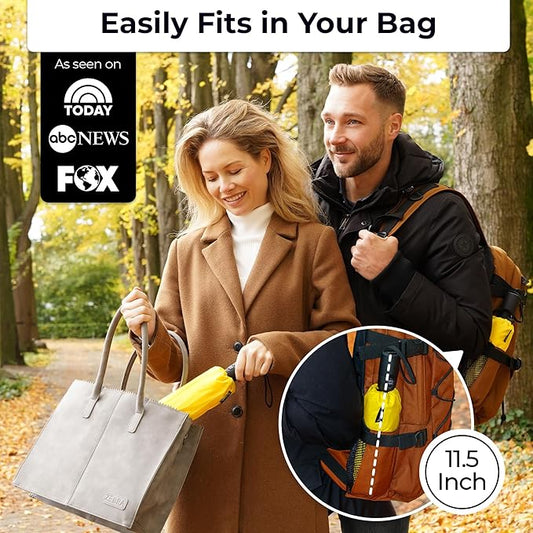 TUMELLA Strongest Windproof Travel Umbrella (Compact, Superior & Beautiful), Small Strong but Light Portable and Automatic Folding Rain Umbrella, Durable Premium Grip, Fits Car & Backpack