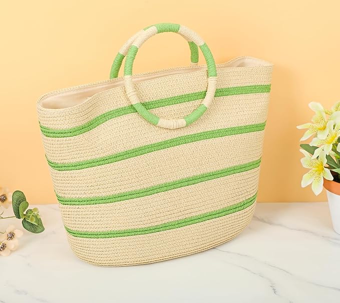 Beach Bags for Women Straw Tote Bag Summer Beach Bag Large Woven Straw Tote for Vacation Holiday