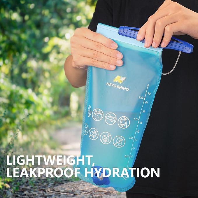 N NEVO RHINO Hydration Bladder1.5L- 2L-3L Leak Proof Water Reservoir, BPA -Free Water Pouch, Water Bladder for Hydration Pack,Hiking Backpack